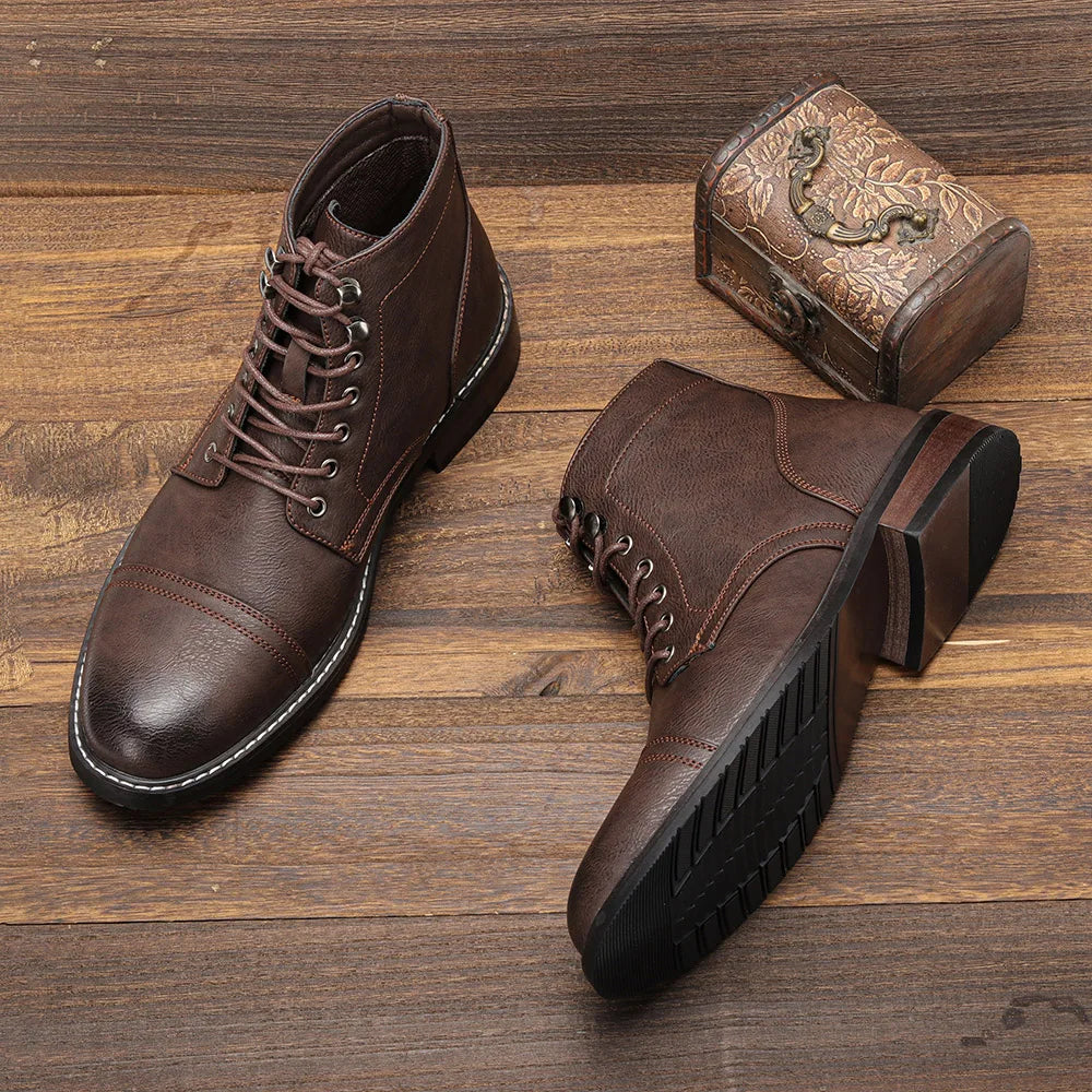 Sam | Vintage Derby Boots met Gesloten Neus