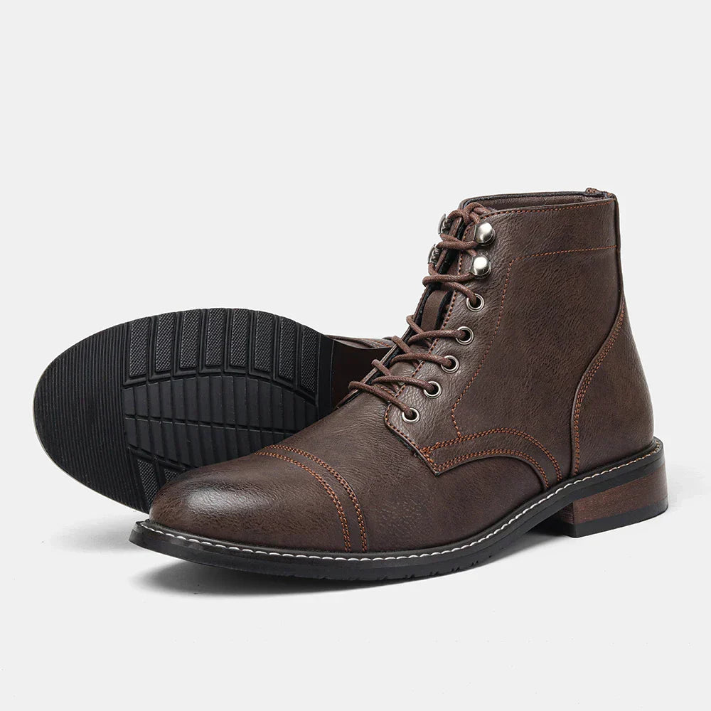 Sam | Vintage Derby Boots met Gesloten Neus