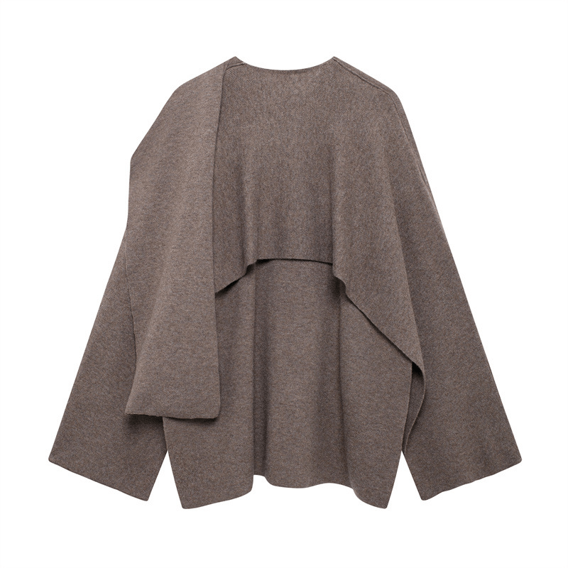 Katja | Asymmetrische cardigan met sjaal - Wintercape voor dames